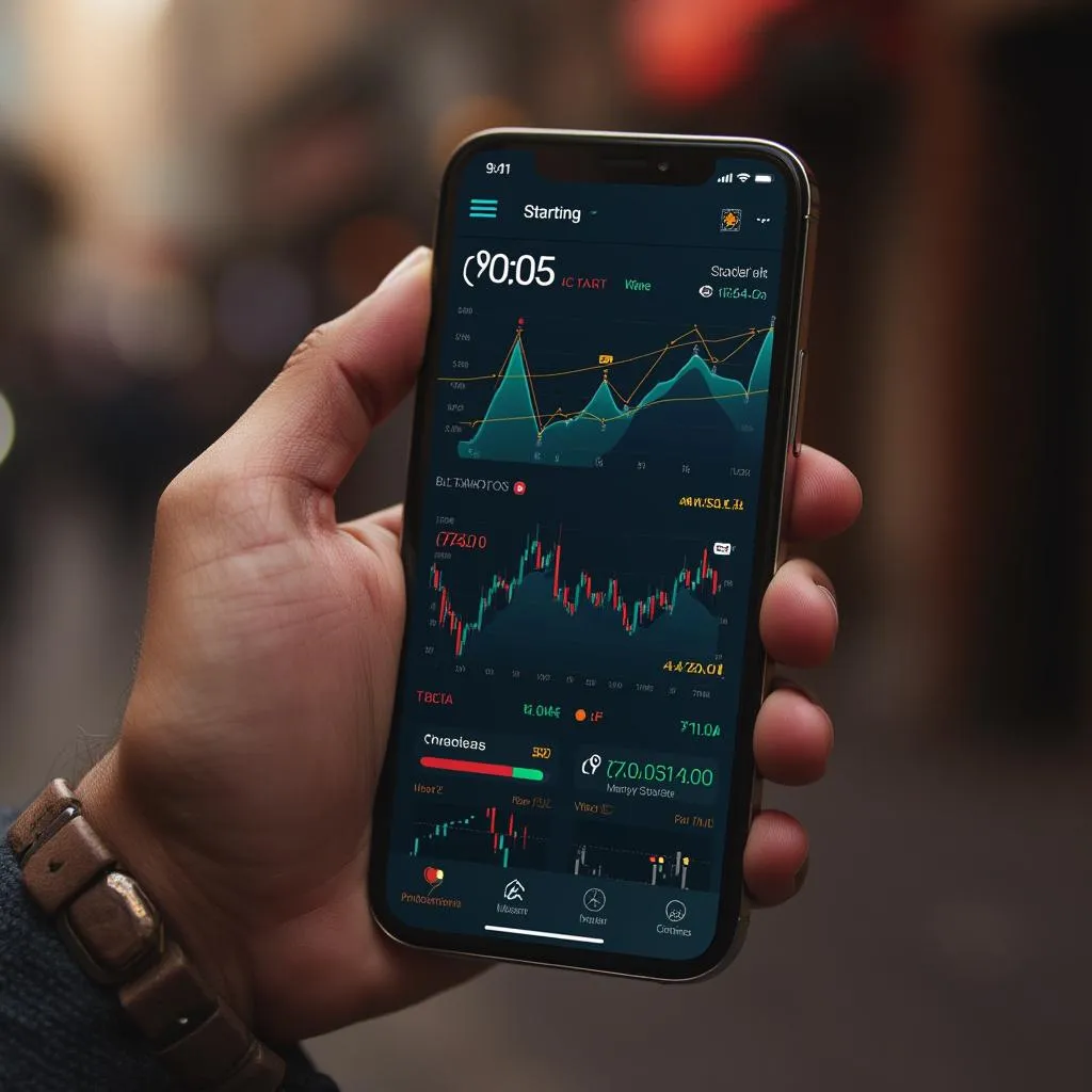 Teléfono móvil mostrando aplicación de criptomonedas