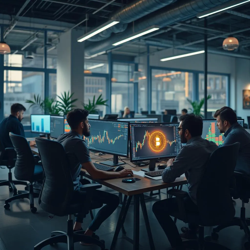 Equipo analizando exchanges de criptomonedas